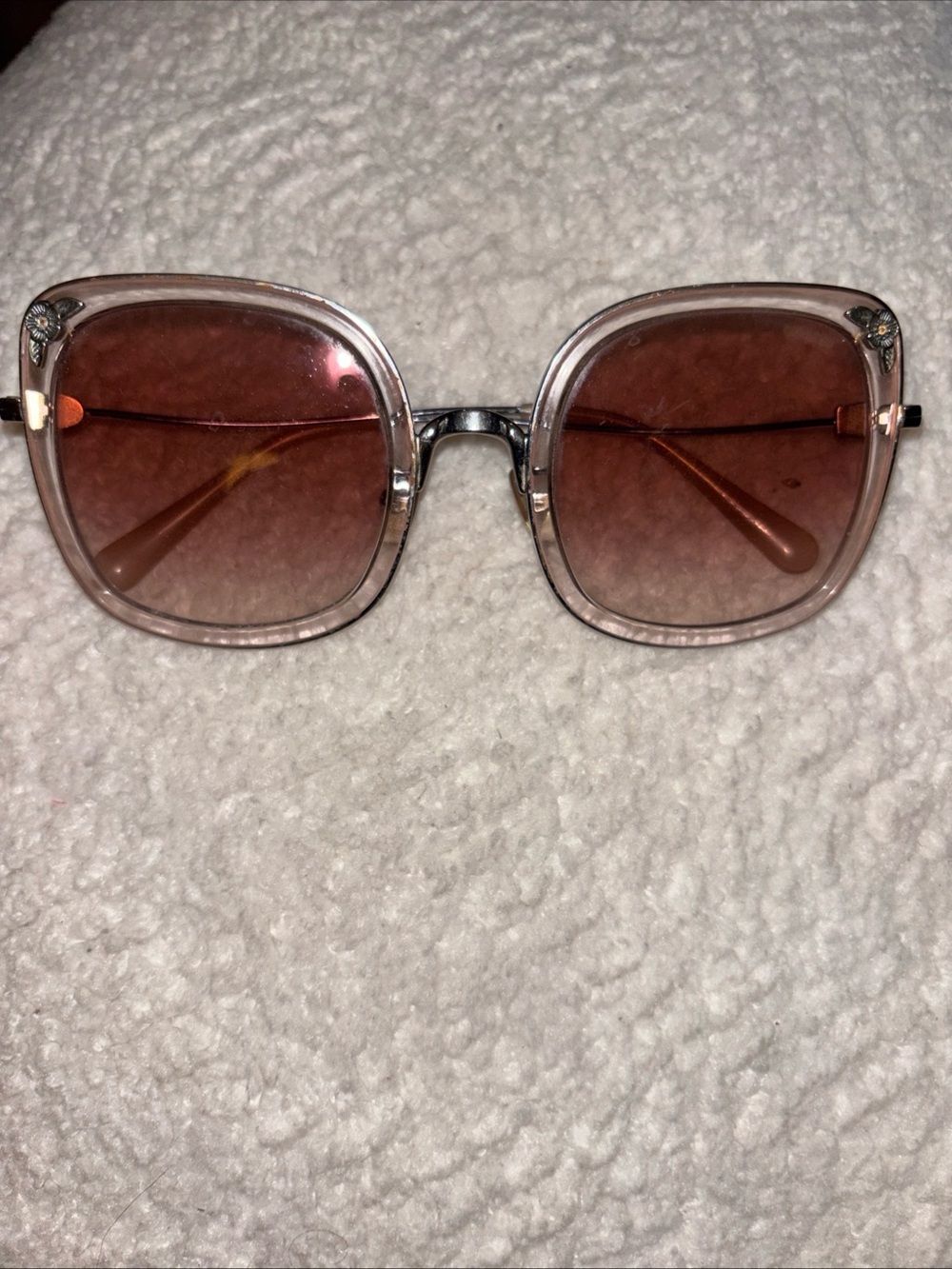 Coach tea rose gold Pink Gradient Square Sunglasses with Translucent Frames